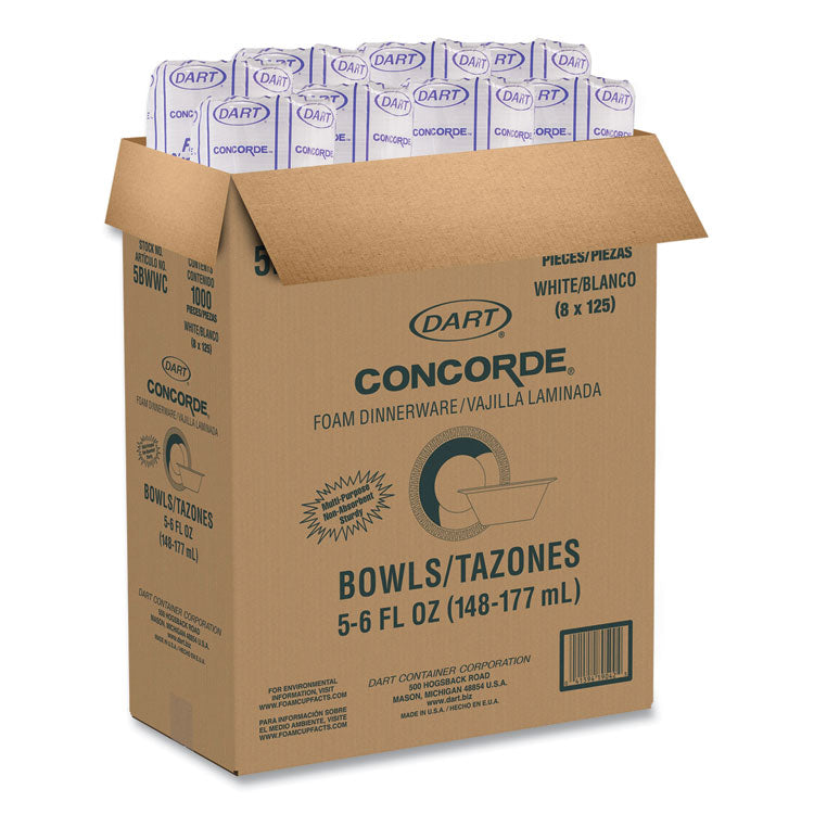 Non-Laminated Foam Dinnerware, Bowl, 5 oz, White, 125/Pack, 8 Packs/Carton