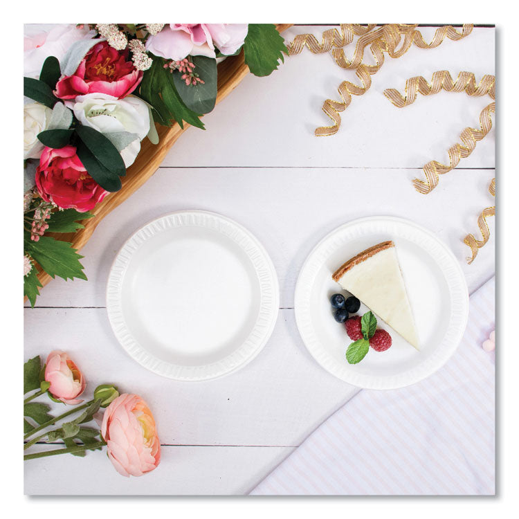 Quiet Classic Laminated Foam Dinnerware Plates, 6" dia, White, 125/Pack, 8 Packs/Carton