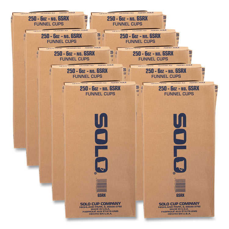 Bare Eco-Forward Treated Paper Funnel Cups, 6 oz, White, 250/Bag, 10/Carton