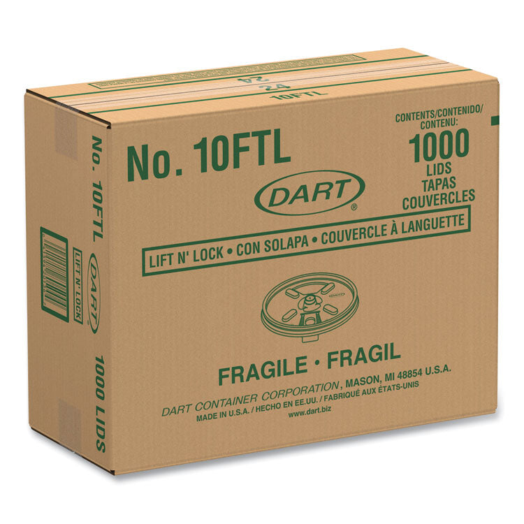 Lift n' Lock Plastic Hot Cup Lids, Fits 10 oz Hot Cups, White, 1,000/Carton