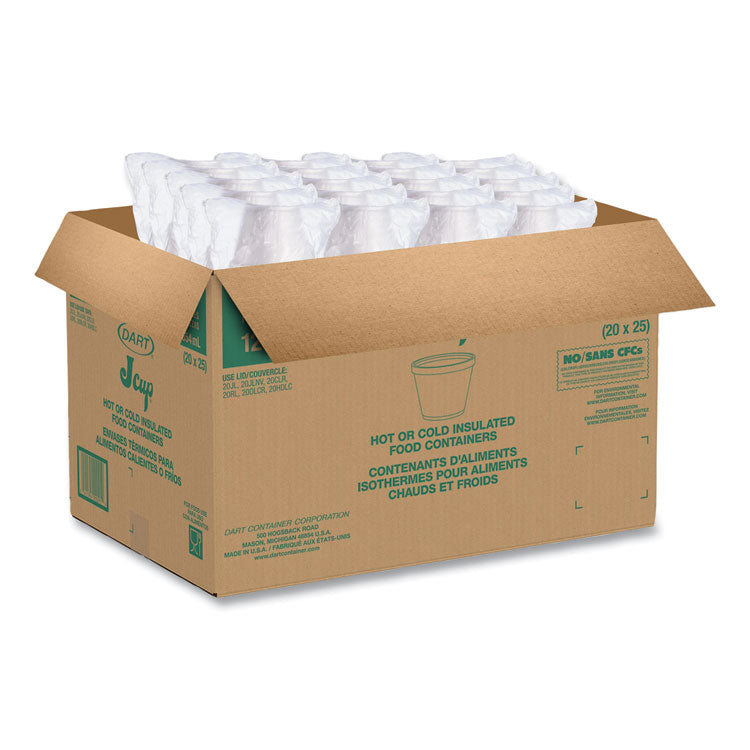 Food Containers, 12 oz, White, Foam, 25/Bag, 20 Bags/Carton