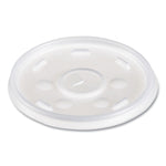 Plastic Lids for Foam Cups/Bowls/Containers, Flat with Straw Slot, Fits 6 oz to 14 oz, Translucent, 100/Pack, 10 Packs/Carton