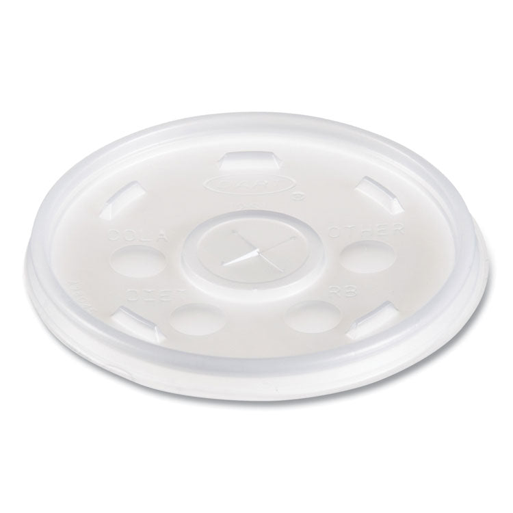 Plastic Lids for Foam Cups/Bowls/Containers, Flat with Straw Slot, Fits 6 oz to 14 oz, Translucent, 100/Pack, 10 Packs/Carton