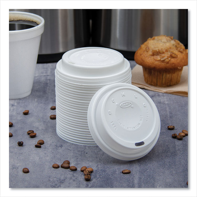Cappuccino Dome Sipper Lids, Fits 12 oz to 24 oz Hot Cups, Plastic, White, 1,000/Carton