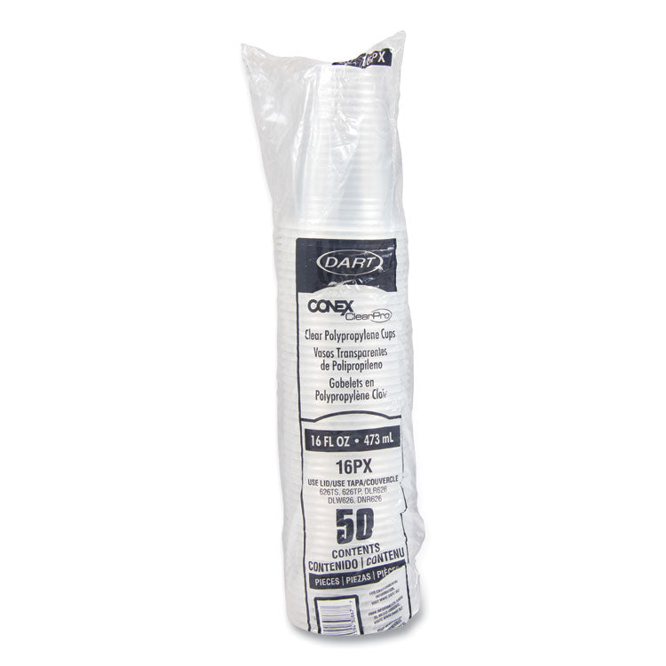 Conex ClearPro Plastic Cold Cups, 16 oz, Clear, 50/Pack, 20 Packs/Carton