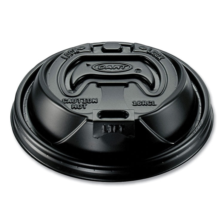 Optima Reclosable Lid, Fits 12 oz to 24 oz Hot Cups, Plastic, Black, 100/Pack, 10 Packs/Carton