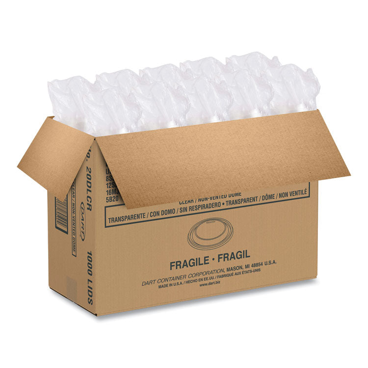 Plastic Dome Lid, Fits 5 oz to 32 oz Hot Cups/Containers, Clear, 100/Pack, 10 Packs/Carton