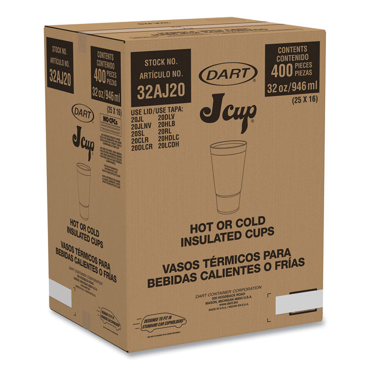 Horizon Hot/Cold Foam Drinking Cups, 32 oz, White/Teal, 16/Bag, 25 Bags/Carton