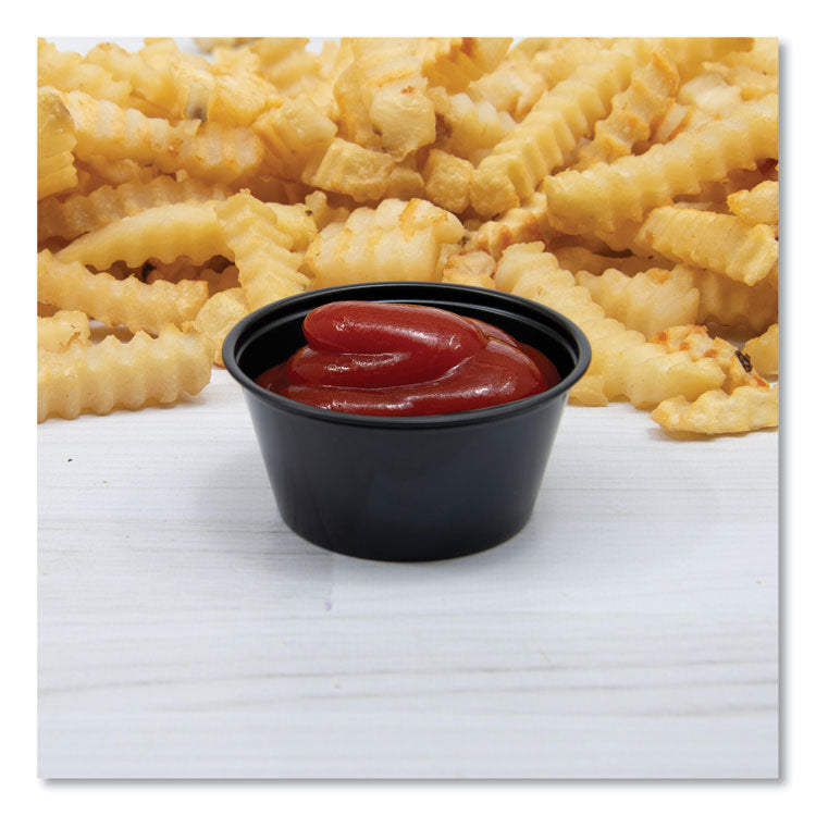 Conex Complements Portion/Medicine Cups, 2 oz, Plastic, Black, 125/Bag, 20 Bags/Carton