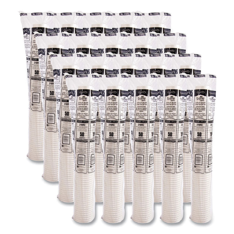 Bare Eco-Forward Recycled Content PCF Paper Hot Cups, 16 oz, Green/White/Beige, 1,000/Carton