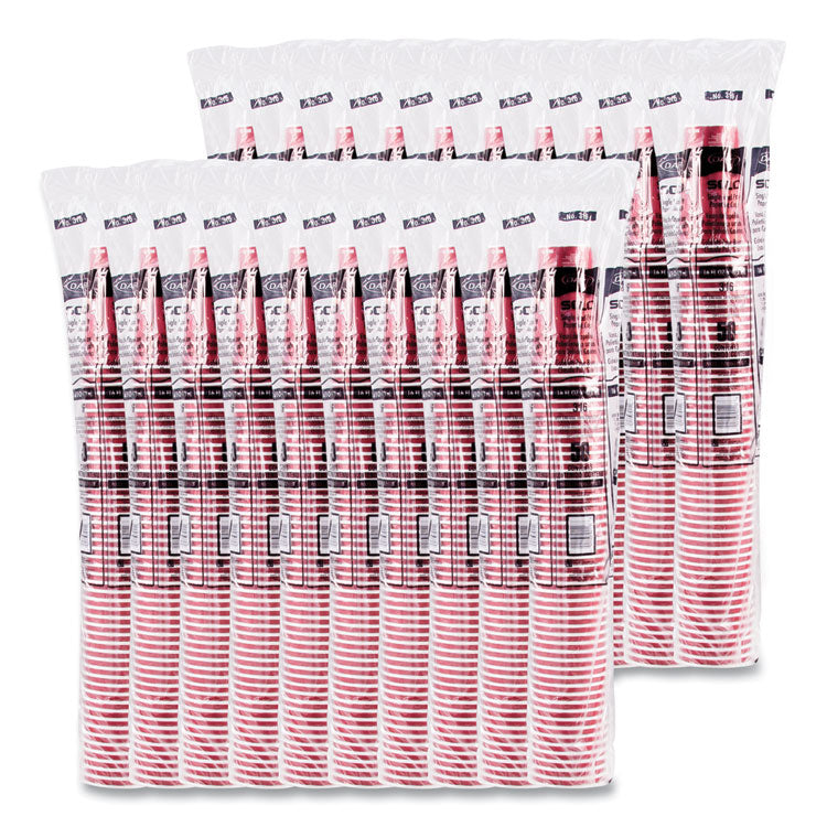 Paper Hot Drink Cups in Bistro Design, 16 oz, Maroon, 50/Pack