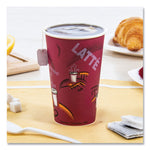 Paper Hot Drink Cups in Bistro Design, 16 oz, Maroon, 50/Pack