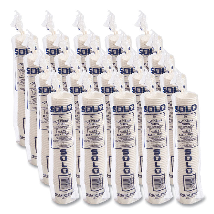 Single-Sided Poly Paper Hot Cups, 4 oz, White, 50 Bag, 20 Bags/Carton