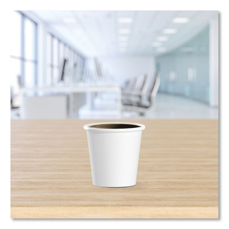 Single-Sided Poly Paper Hot Cups, 4 oz, White, 50 Bag, 20 Bags/Carton