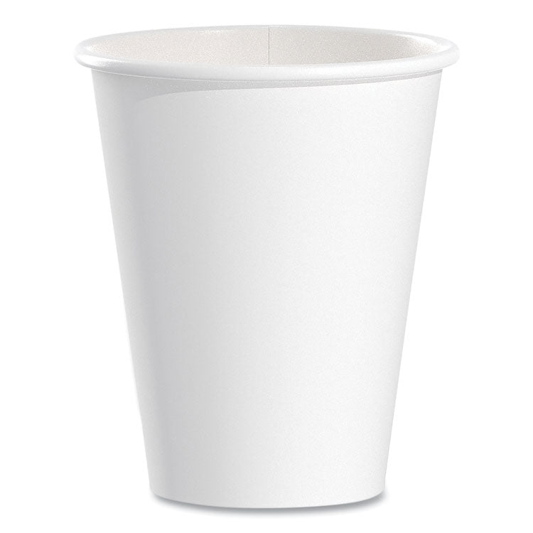 Single-Sided Poly Paper Hot Cups, 8 Oz, White, 50/bag, 20 Bags/carton