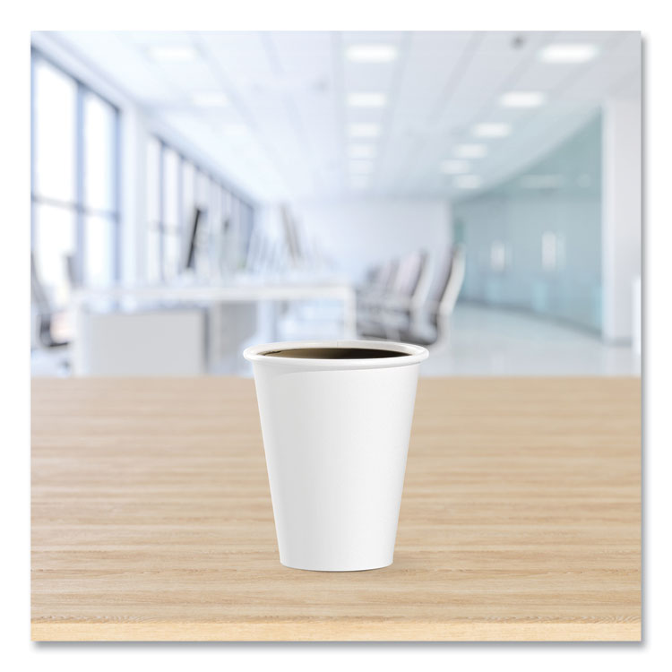 Single-Sided Poly Paper Hot Cups, 8 Oz, White, 50/bag, 20 Bags/carton