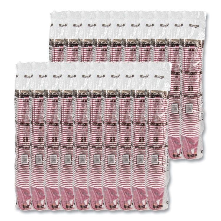 Paper Hot Drink Cups in Bistro Design, 12 oz, Maroon, 50/Pack