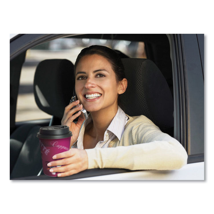 Paper Hot Drink Cups in Bistro Design, 12 oz, Maroon, 50/Pack