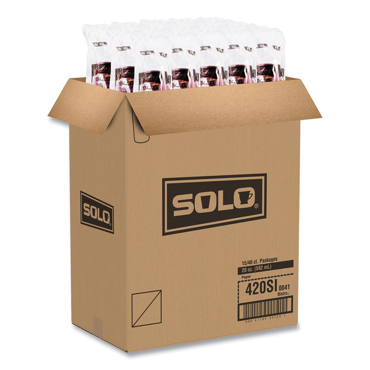 Single-Sided Poly Paper Hot Cups, 20 oz, Bistro Design, 600/Carton
