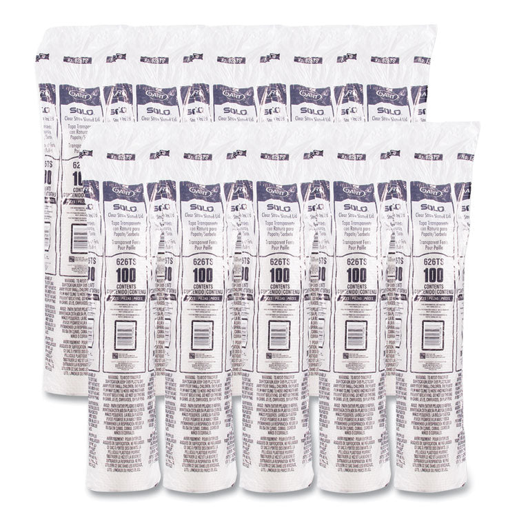 PETE Flat Straw-Slot Cold Cup Lids, Fits 16 oz to 24 oz Cold Cups, Plastic, Clear, 100/Pack, 10 Packs/Carton