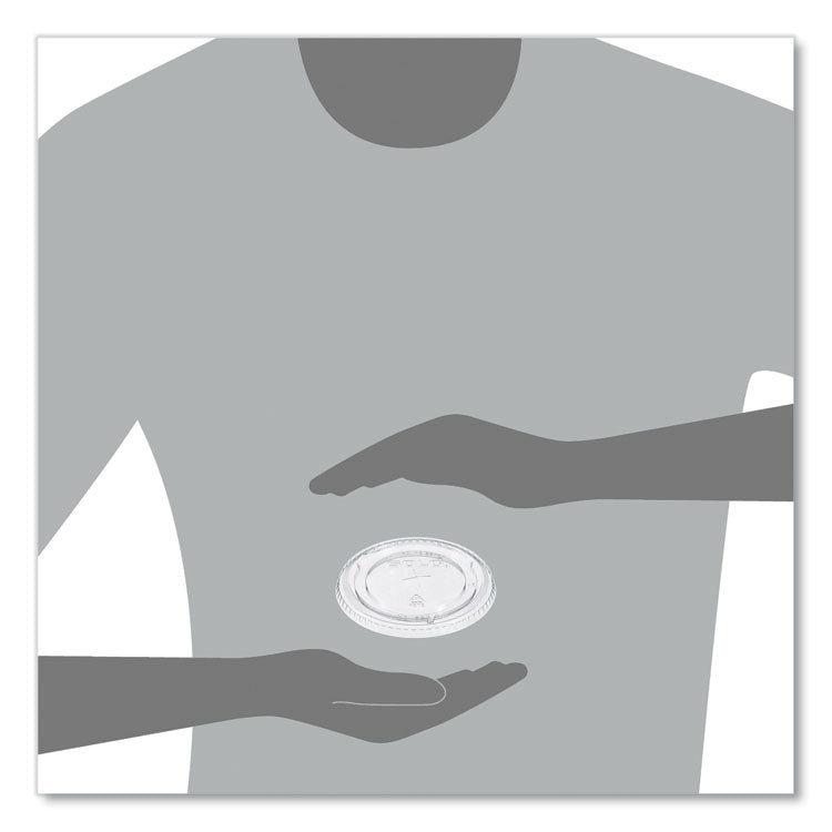 PETE Flat Straw-Slot Cold Cup Lids, Fits 16 oz to 24 oz Cold Cups, Plastic, Clear, 100/Pack, 10 Packs/Carton