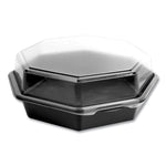 OctaView Hinged-Lid Cold Food Containers, 42 oz, 9.57" x 9.2" x 3.2", Black/Clear, Plastic, 100/Carton