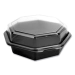 OctaView Hinged-Lid Cold Food Containers, 28 oz, 7.94 x 7.5 x 3.2, Black/Clear, Plastic, 100/Carton