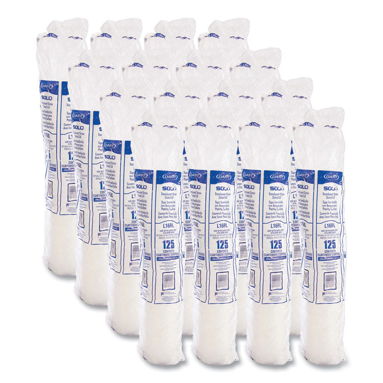 Polystyrene Plastic Flat Straw-Slot Cold Cup Lids, Fits 12 oz to 24 oz Cold Cups, Plastic, Translucent, 125/Pack, 16 Packs/CT