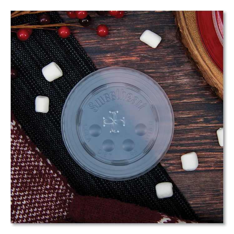 Polystyrene Plastic Flat Straw-Slot Cold Cup Lids, Fits 12 oz to 24 oz Cold Cups, Plastic, Translucent, 125/Pack, 16 Packs/CT