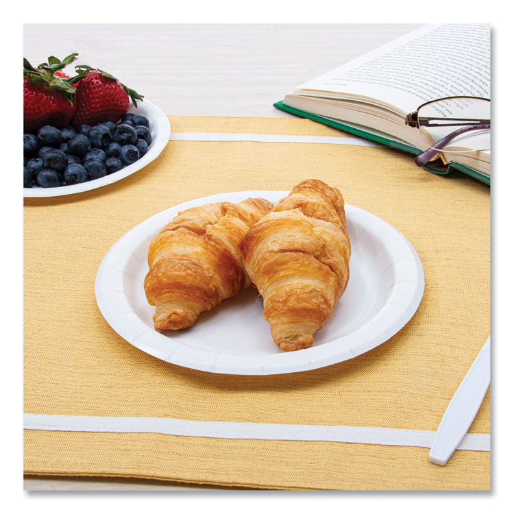 Bare Eco-Forward Clay-Coated Paper Plate, ProPlanet Seal, 6" dia, White/Brown/Green, 1,000/Carton