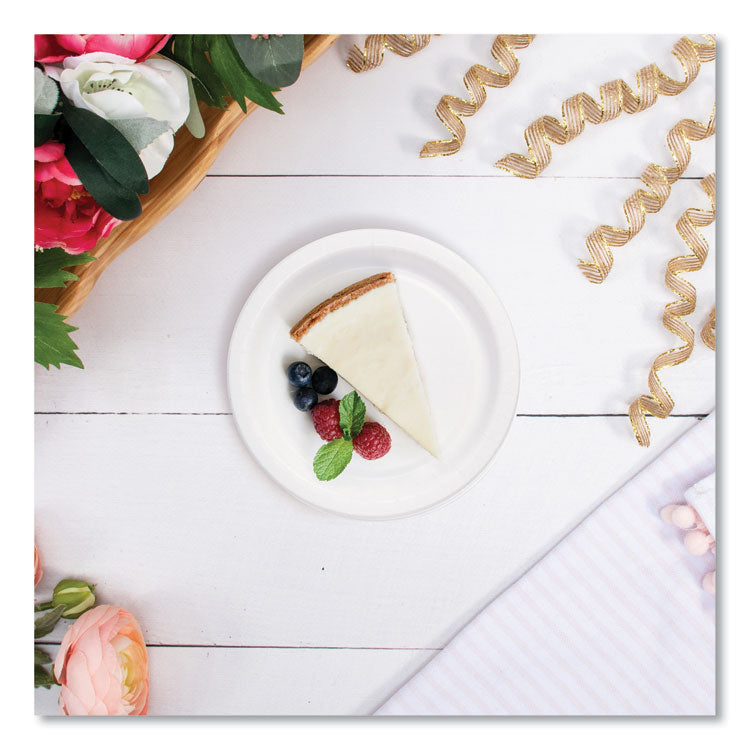 Bare Eco-Forward Clay-Coated Paper Plate, ProPlanet Seal, 6" dia, White/Brown/Green, 1,000/Carton