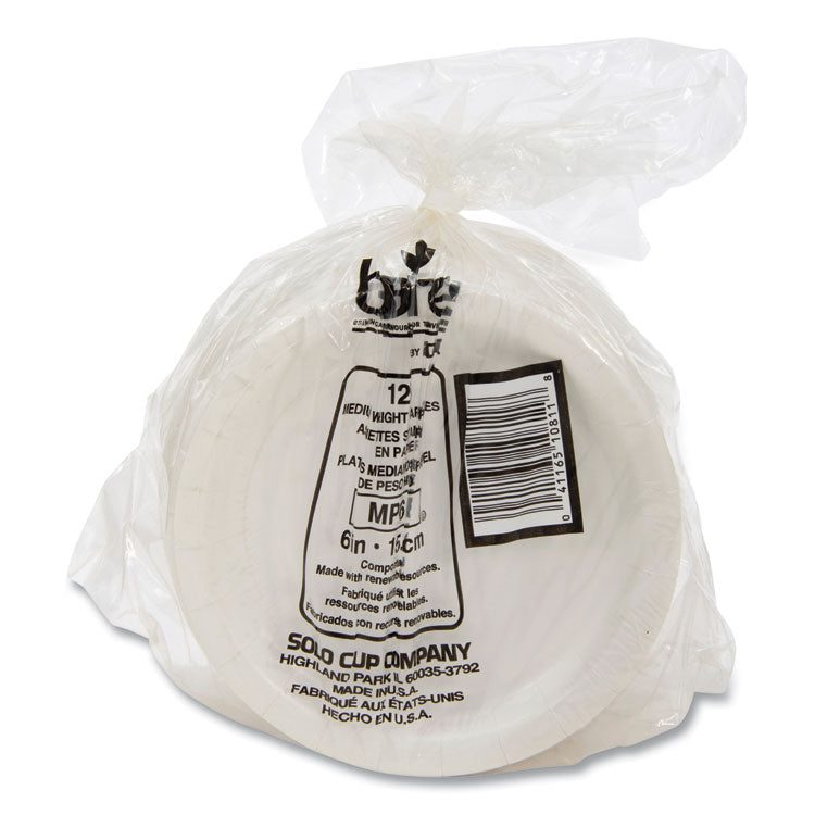 Bare Eco-Forward Clay-Coated Paper Plate, ProPlanet Seal, 6" dia, White/Brown/Green, 1,000/Carton