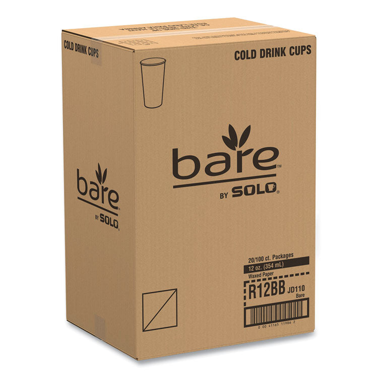 Bare Eco-Forward Paper Cold Cups, 12 oz, Green/White, 100/Sleeve, 20 Sleeves/Carton