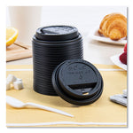 Traveler Cappuccino Style Dome Lid, Fits 10 oz to 24 oz Hot Cups, Plastic, Black, 100/Sleeve, 10 Sleeves/Carton