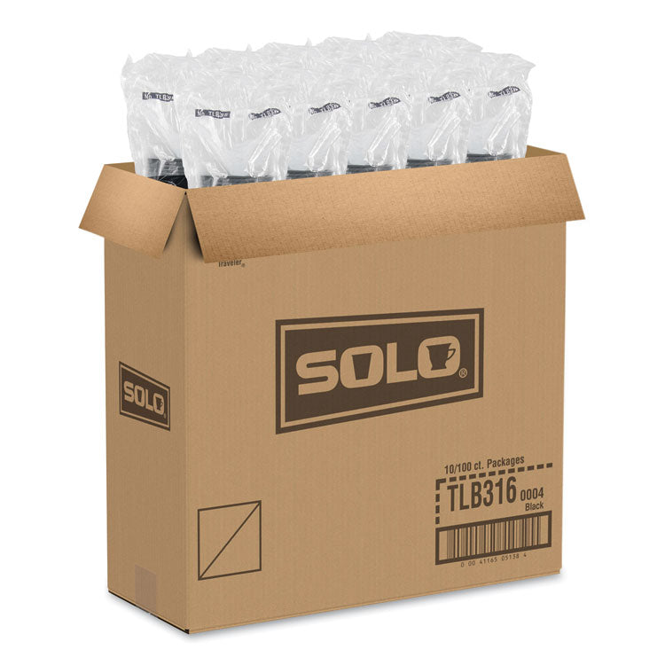 Traveler Cappuccino Style Dome Lid, Fits 10 oz to 24 oz Hot Cups, Plastic, Black, 100/Sleeve, 10 Sleeves/Carton