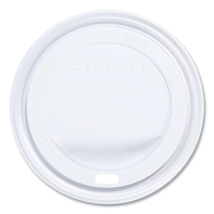 Traveler Cappuccino Style Dome Lid, Fits 10 oz to 24 oz Hot Cups, Plastic, White, 100/Pack, 10 Packs/Carton