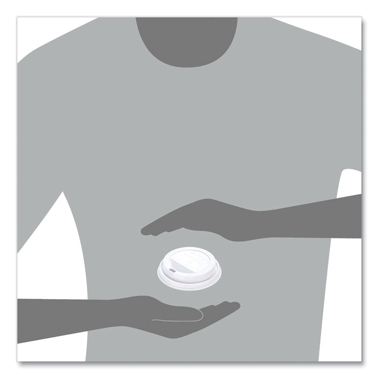 Traveler Cappuccino Style Dome Lid, Fits 10 oz to 24 oz Hot Cups, Plastic, White, 100/Pack, 10 Packs/Carton