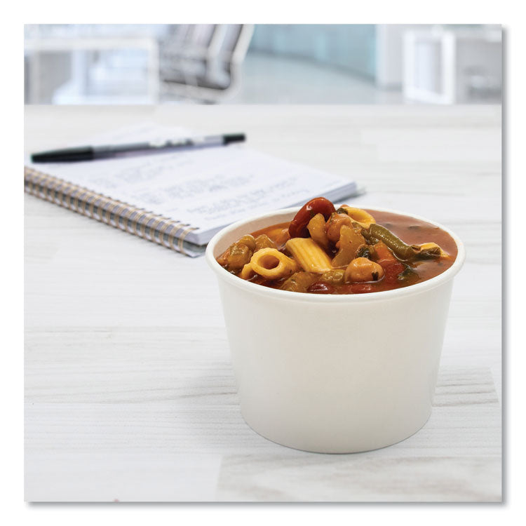 Double Poly Paper Food Container, Squat, 16 oz, White, 25/Pack, 20 Packs/Carton