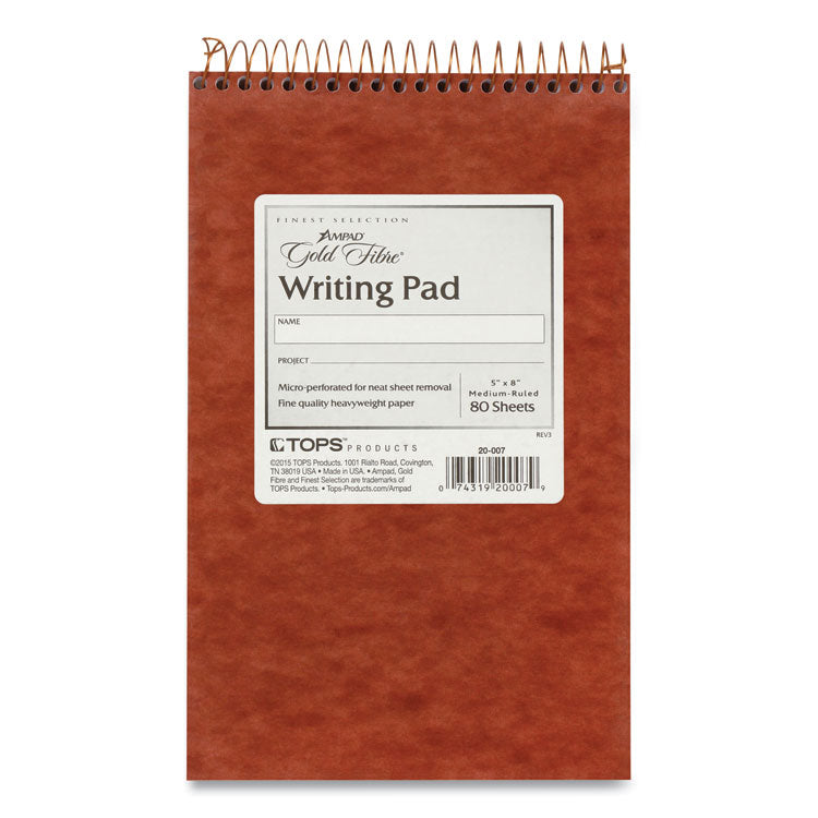 Gold Fibre Retro Wirebound Writing Pads, Medium/College Rule, Red Cover, 80 White 5 x 8 Sheets