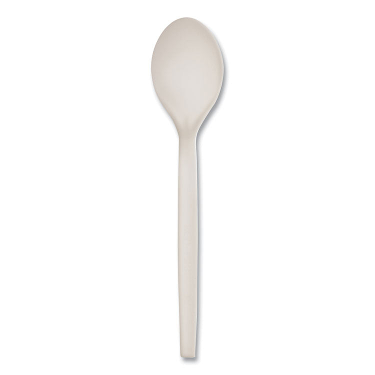 EcoSense Renewable Plant Starch Cutlery, Spoon, Plastic, Cream, 50/Pack, 20 Packs/Carton