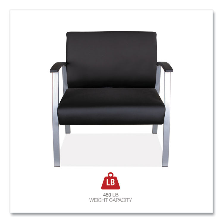Alera metaLounge Series Bariatric Guest Chair, 30.51" x 26.96" x 33.46", Black Seat, Black Back, Silver Base