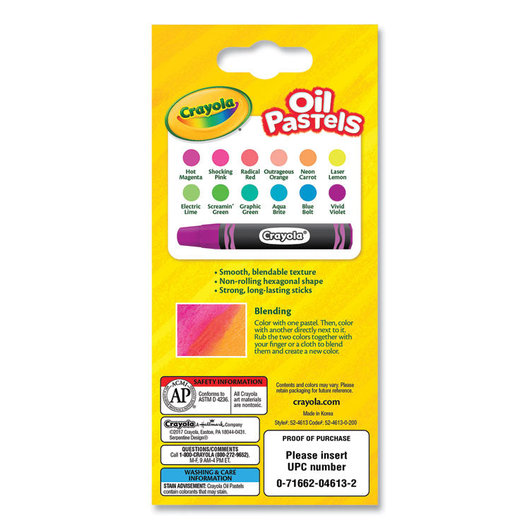 Neon Oil Pastels, 12 Assorted Colors, 12/pack