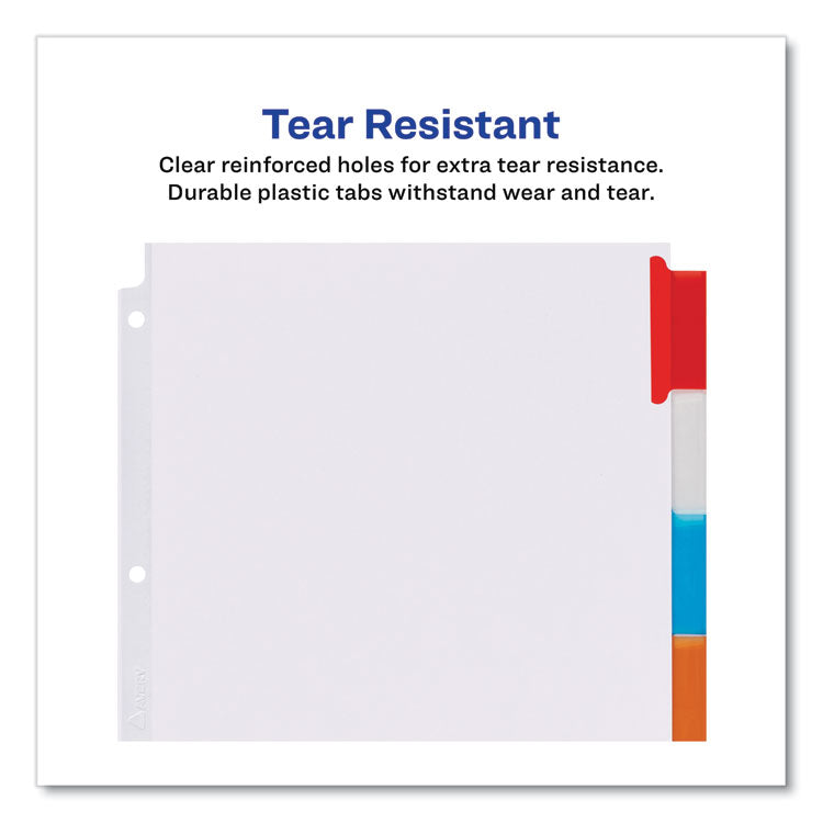 Insertable Big Tab Dividers, 5-Tab, Single-Sided Copper Edge Reinforcing, 11.13 x 9.25, White, Assorted Tabs, 1 Set
