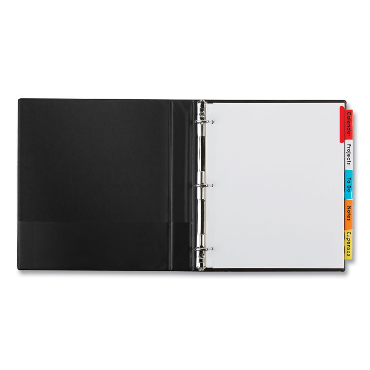 Insertable Big Tab Dividers, 5-Tab, Single-Sided Copper Edge Reinforcing, 11.13 x 9.25, White, Assorted Tabs, 1 Set