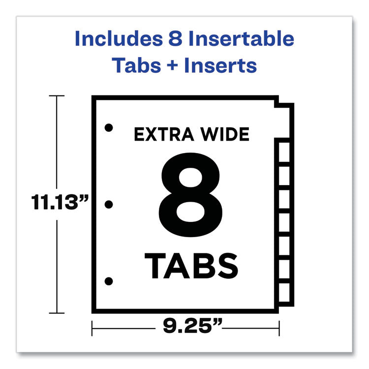 Insertable Big Tab Dividers, 8-Tab, 11.13 x 9.25, White, Clear Tabs, 1 Set