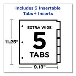 Insertable Dividers w/Single Pockets, 5-Tab, 11.25 x 9.13, White, 1 Set
