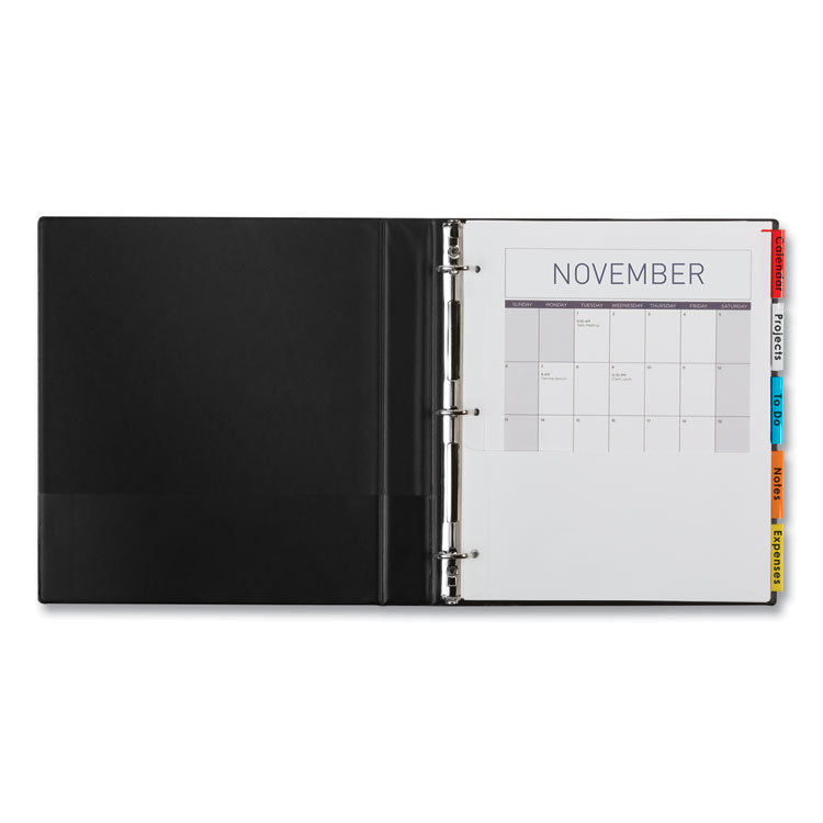 Insertable Dividers w/Single Pockets, 5-Tab, 11.25 x 9.13, White, 1 Set