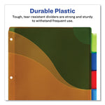 Insertable Big Tab Plastic Three-Pocket Corner Lock Dividers, 5-Tab, 11.13 X 9.25, Assorted, 1 Set