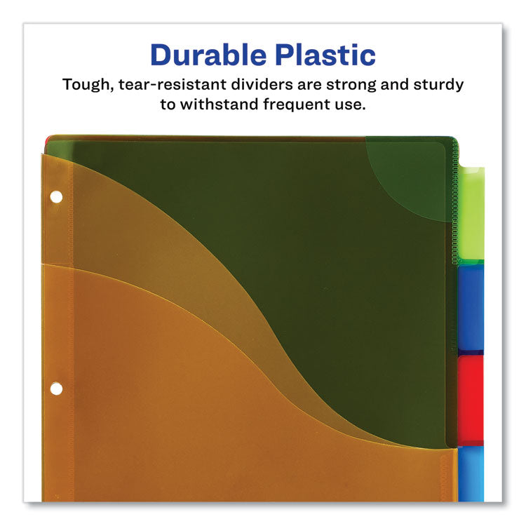 Insertable Big Tab Plastic Three-Pocket Corner Lock Dividers, 5-Tab, 11.13 X 9.25, Assorted, 1 Set