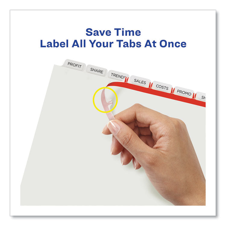 Print and Apply Index Maker Clear Label Dividers, Extra Wide Tab, 8-Tab, 11.25 x 9.25, White, 1 Set